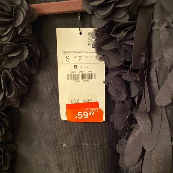 Zara Elegant Black Floral Embellished Jacket - Picture 4 of 5